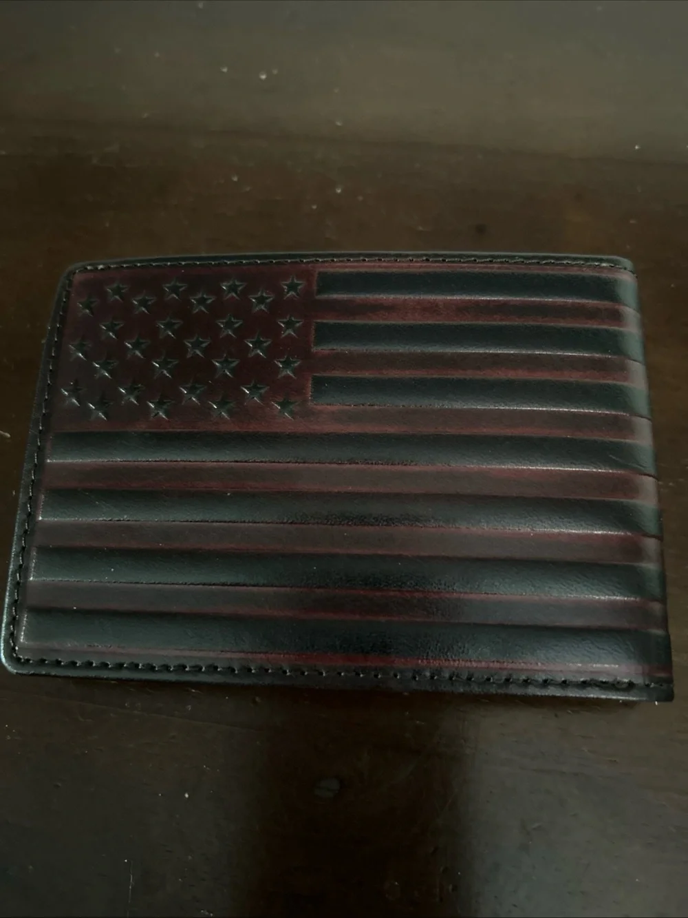 American Flag RFID-Blocking men ‘s Wallet in Brown Genuine Leather